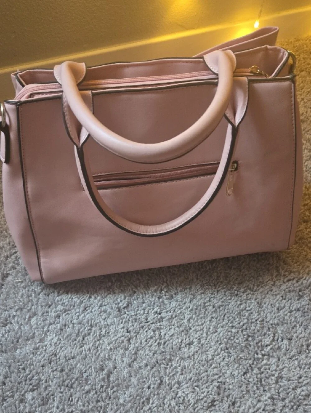 Pink Bow Accent Satchel Handbag